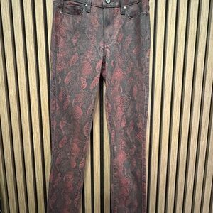 PAIGE Red and Black Textured Jeans